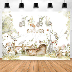Lofaris Spring Tree Leaves Animals Floral Baby Shower Backdrop