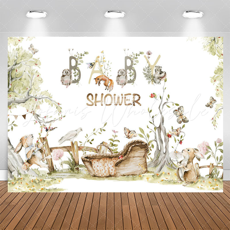 Lofaris Spring Tree Leaves Animals Floral Baby Shower Backdrop