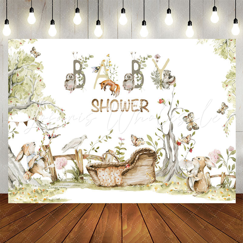 Lofaris Spring Tree Leaves Animals Floral Baby Shower Backdrop