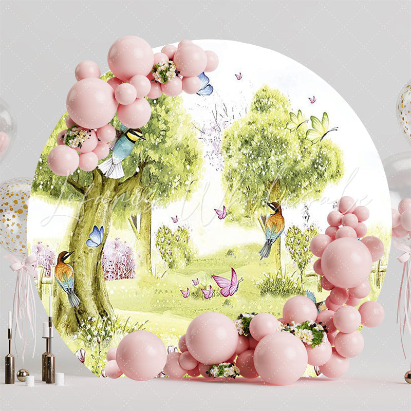 Spring Watercolor Flower Garden Round Backdrop for Events