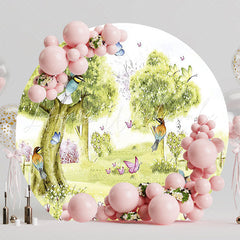 Spring Watercolor Flower Garden Round Backdrop for Events