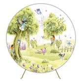 Spring Watercolor Flower Garden Round Backdrop for Events