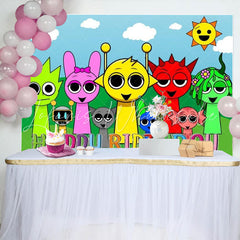 Sprunki Music Game Colorful Happy Birthday Backdrop