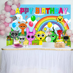 Sprunki Music Note Style Birthday Party Backdrop For Photography