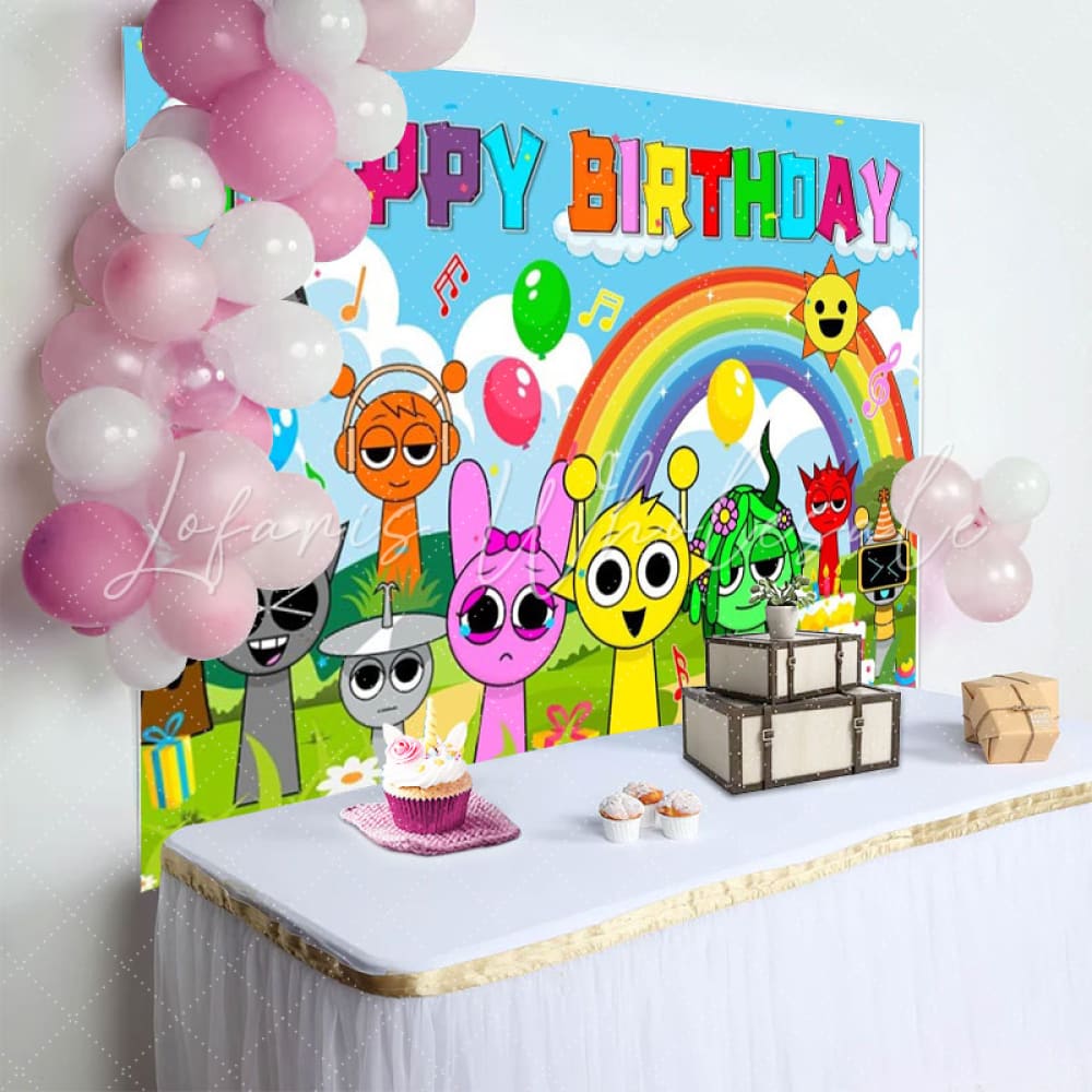 Sprunki Music Note Style Birthday Party Backdrop For Photography