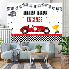 Lofaris Srart Your Engines Car Themed Happy Birthday Backdrop