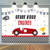 Lofaris Srart Your Engines Car Themed Happy Birthday Backdrop