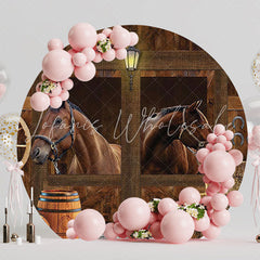 Stables Horses Round Backdrop for Western Party