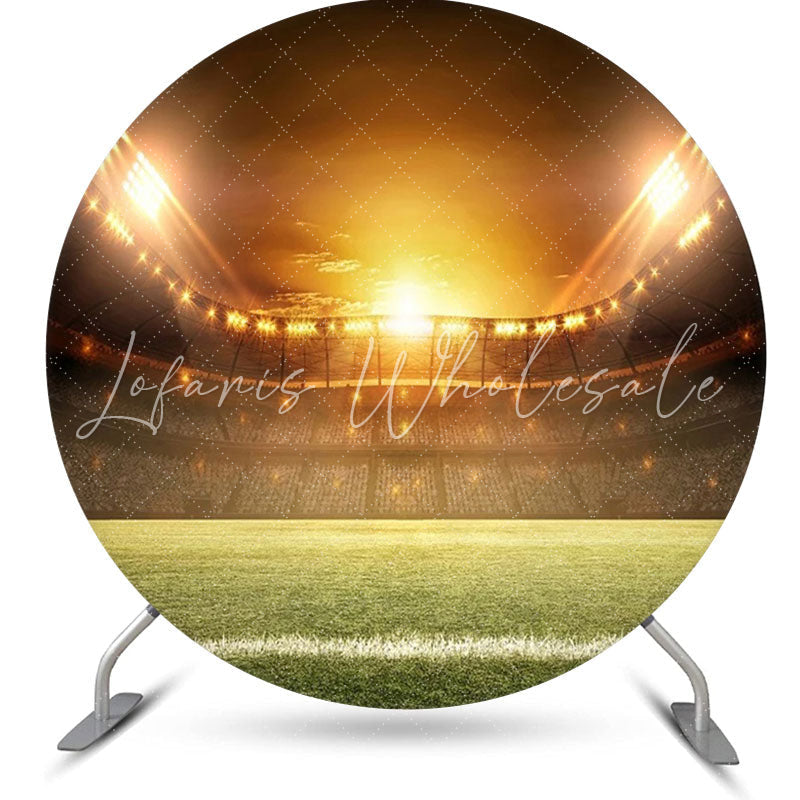 Lofaris Stadium Football Field Light Round Birthday Backdrop