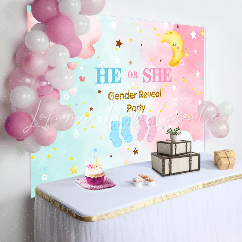 Lofaris Star Moon Baby Shower Gender Reveal Party Backdrop