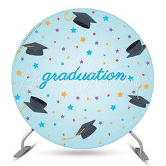 Lofaris Star Mortarboard Blue Round Graduates Party Backdrop
