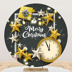 Lofaris Star With Gift And Clock Merry Christmas Circle Backdrop