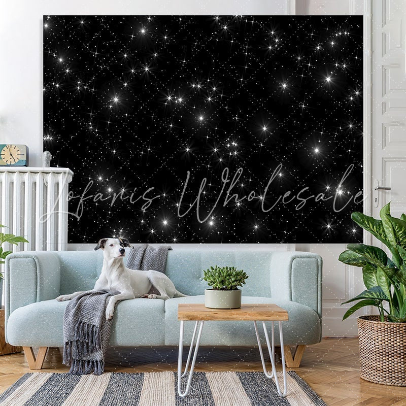 Lofaris Starry Night Black Sky Sparkle Stars Backdrop