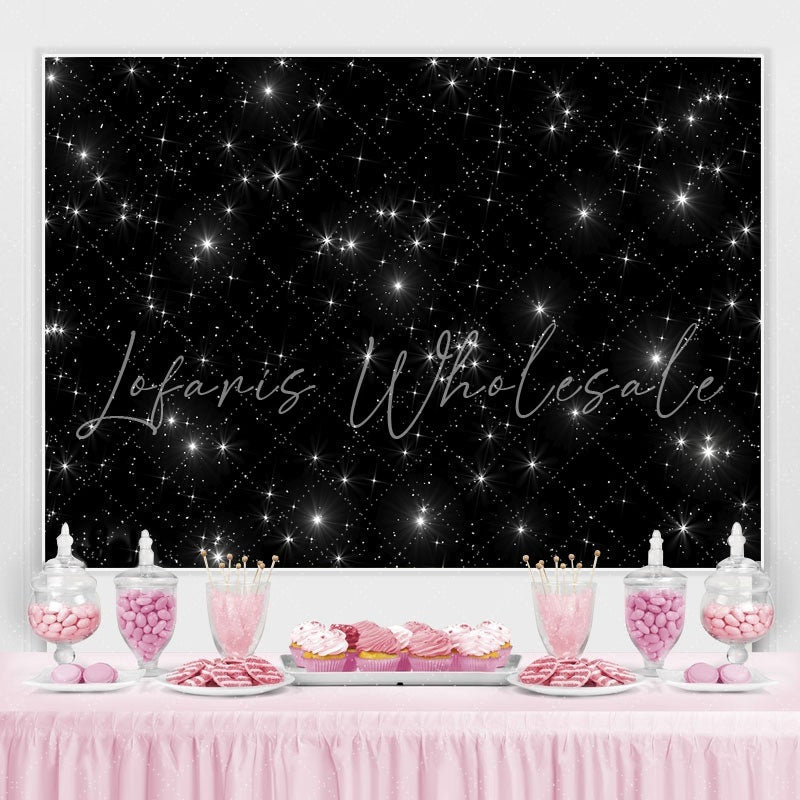 Lofaris Starry Night Black Sky Sparkle Stars Backdrop