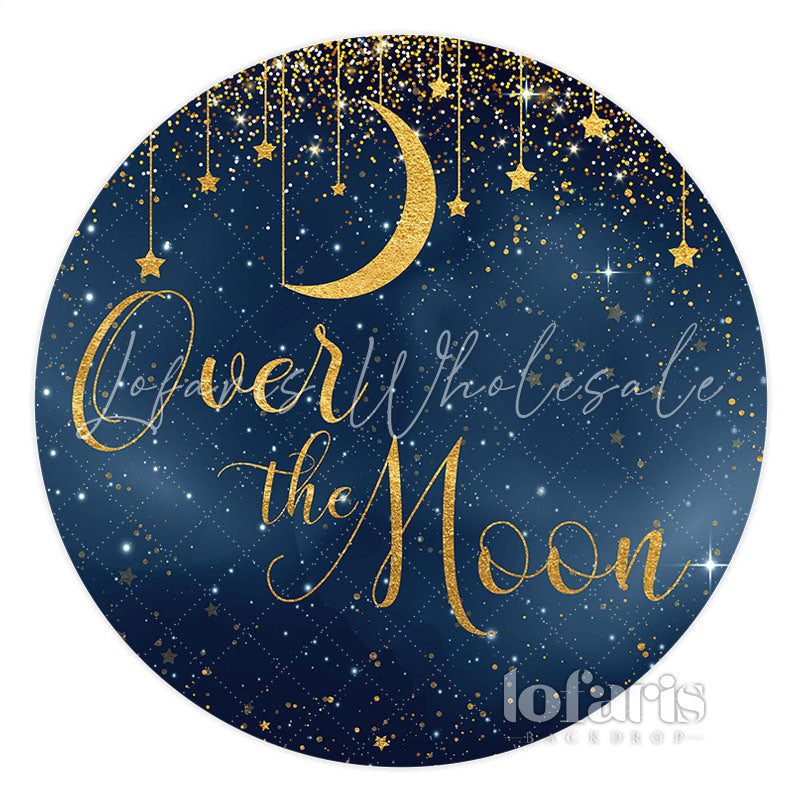 Lofaris Starry Night Golden Star Over The Moon Circle Backdrop