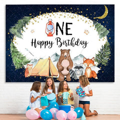 Lofaris starry night jungle animals 1st happy birthday backdrop