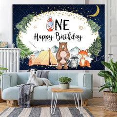 Lofaris starry night jungle animals 1st happy birthday backdrop