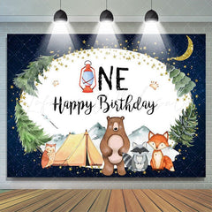 Lofaris starry night jungle animals 1st happy birthday backdrop