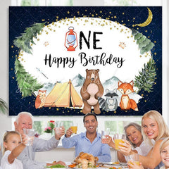 Lofaris starry night jungle animals 1st happy birthday backdrop