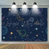 Lofaris Starry Night Space World Happy Birthday Backdrop