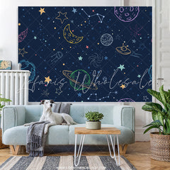 Lofaris Starry Night Space World Happy Birthday Backdrop