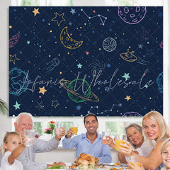 Lofaris Starry Night Space World Happy Birthday Backdrop