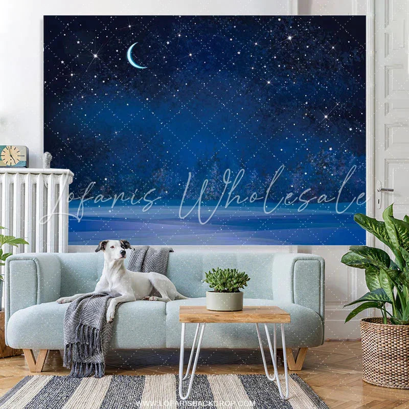 Lofaris Starry Sky Moon Forest Happy Birthday Backdrop