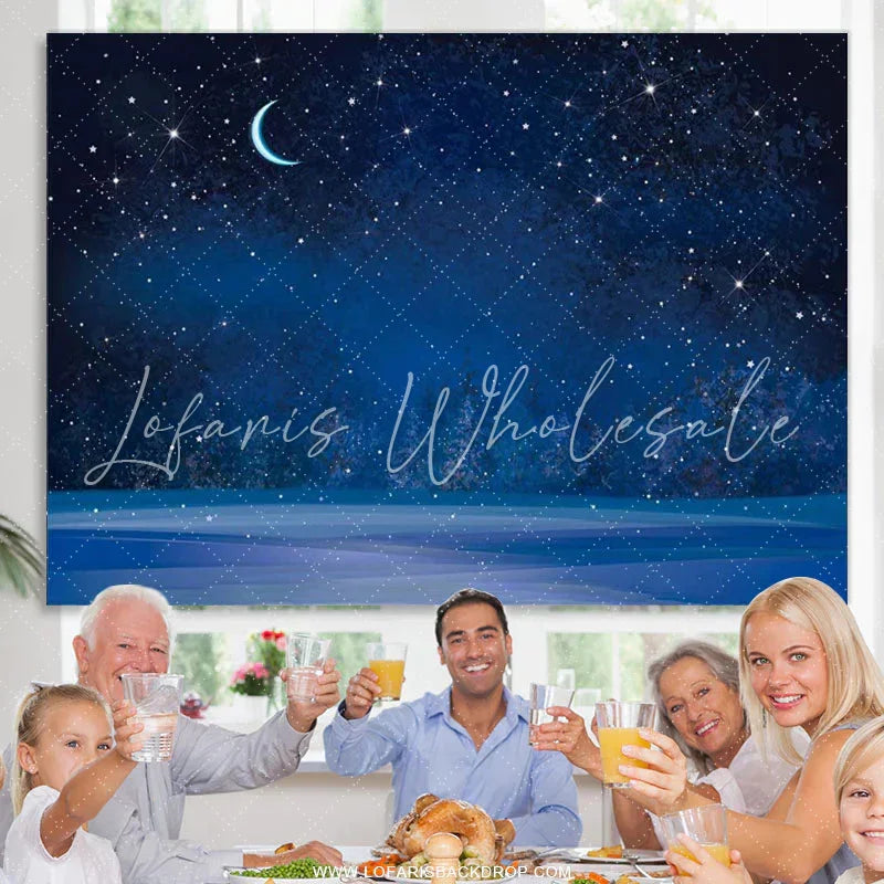 Lofaris Starry Sky Moon Forest Happy Birthday Backdrop