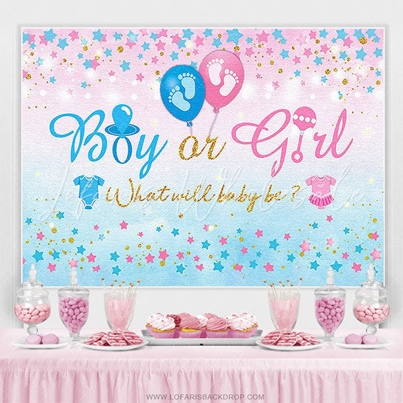 Lofaris Stars Boy Or Girl Blue Pink Gender Reveal Backdrop