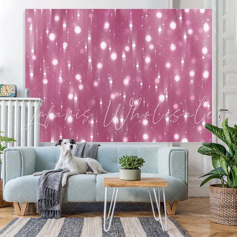 Lofaris Stars White Glitter Bokeh Photo Backdrop for Party