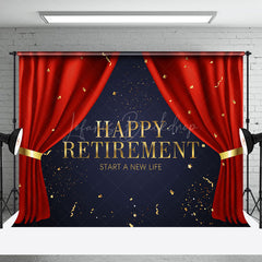 Lofaris Start A New Life Red Curtain Retirement Backdrop