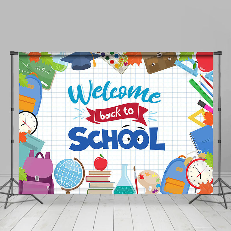 Lofaris Stationery Plaid Welcome Back To School Backdrop
