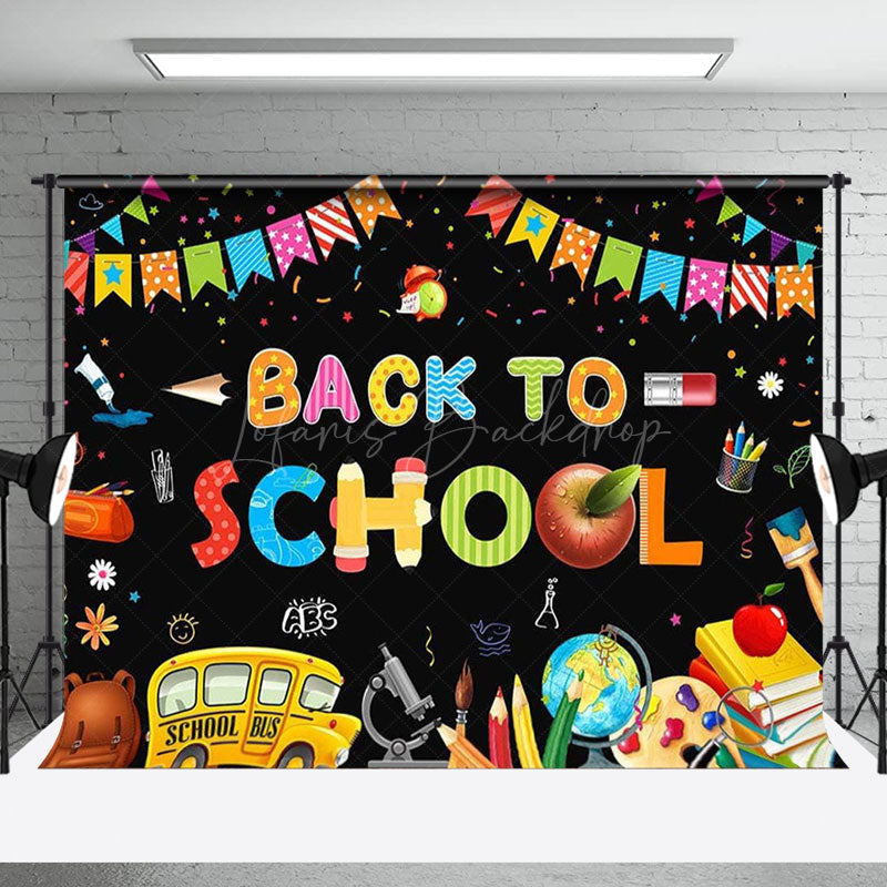Lofaris Stationery Ribbons Black Back To School Backdrop