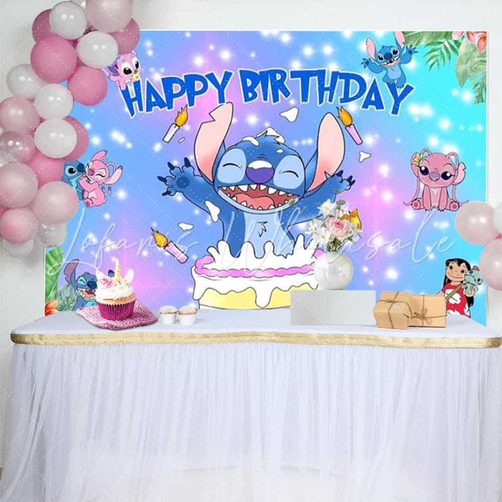 Stitch 1st Birthday Backdrop For Boy Birthday Decorations