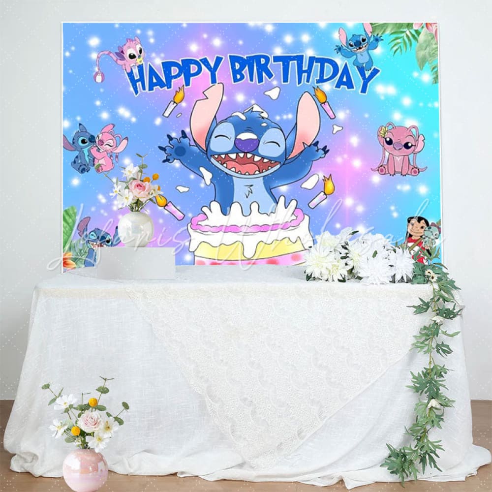 Stitch 1st Birthday Backdrop For Boy Birthday Decorations