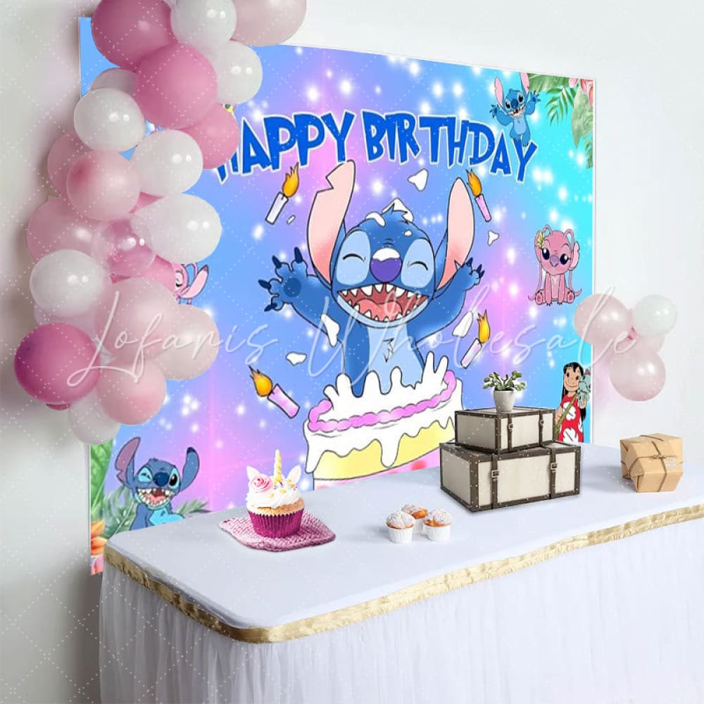 Stitch 1st Birthday Backdrop For Boy Birthday Decorations