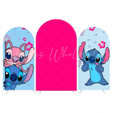 Stitch Theme Happy Birthday Party Arch Backdrop Wall Cloth Cover