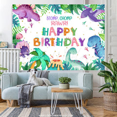 Lofaris Stomp Chomp Roar Dinosaur Happy Birthday Backdrop