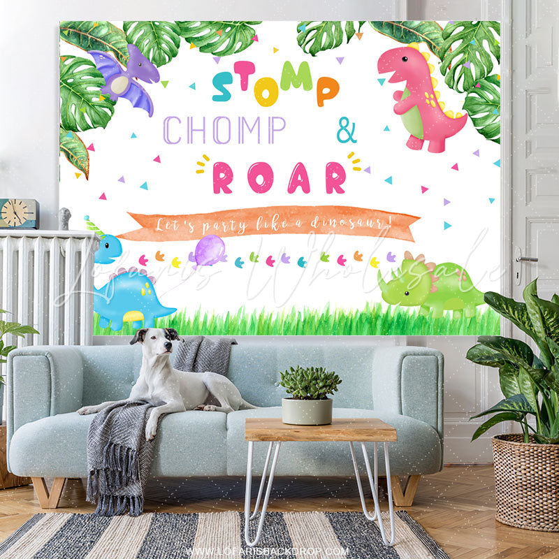 Lofaris Stomp Chomp Roar Lets Party Like A Dinosaur Backdrop