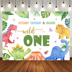 Lofaris Stomp Chomp Roar Wild One Dinosaur Birthday Backdrop
