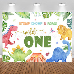 Lofaris Stomp Chomp Roar Wild One Dinosaur Birthday Backdrop