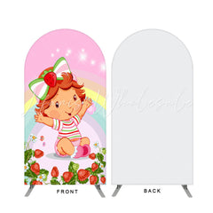 Lofaris Strawberry Girl Theme Pink Double Sided Arch Backdrop