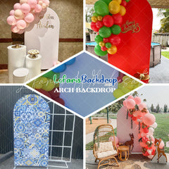 Lofaris Strawberry Girl Theme Pink Double Sided Arch Backdrop