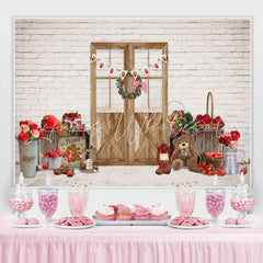 Lofaris Strawberry Happy First Birthday Backdrop for Sweet Girl