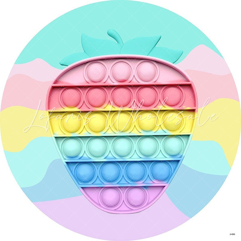 Lofaris Strawberry Pop It Cute Round Backdrops for Girls