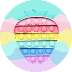 Lofaris Strawberry Pop It Cute Round Backdrops for Girls