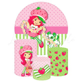 Strawberry Shortberry Round Backdrop and Cylinders Kit