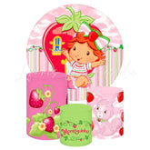 Strawberry Shortberry Themed Round Backdrop and Cylinders Kit