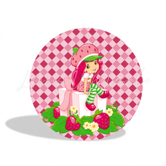 Strawberry Shortcake Happy Birthday Party Round Backdrop Cover Cylinder Pedestal Cloth Cover