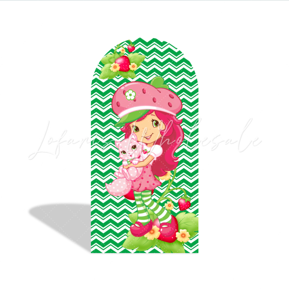 Strawberry Shortcake Theme Happy Birthday Party Arch Backdrop Wall Cloth Cover